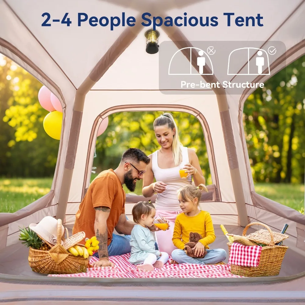 Inflatable Tents for Camping, 2-4 Person Inflatable Camping Tent with Pump
