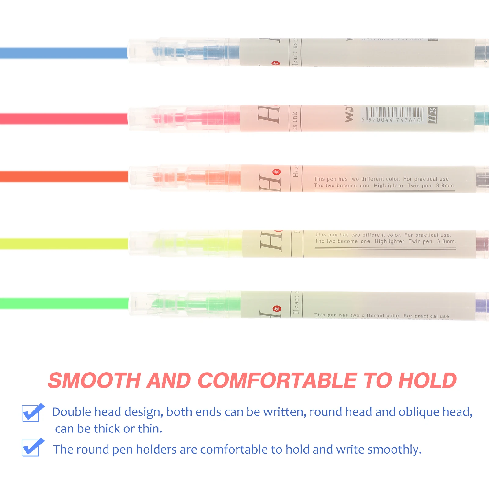 

5 Pcs Highlighter Pens Colored Markers Watercolour Pens Student Stationery Portable Writing Tools Double Head Design