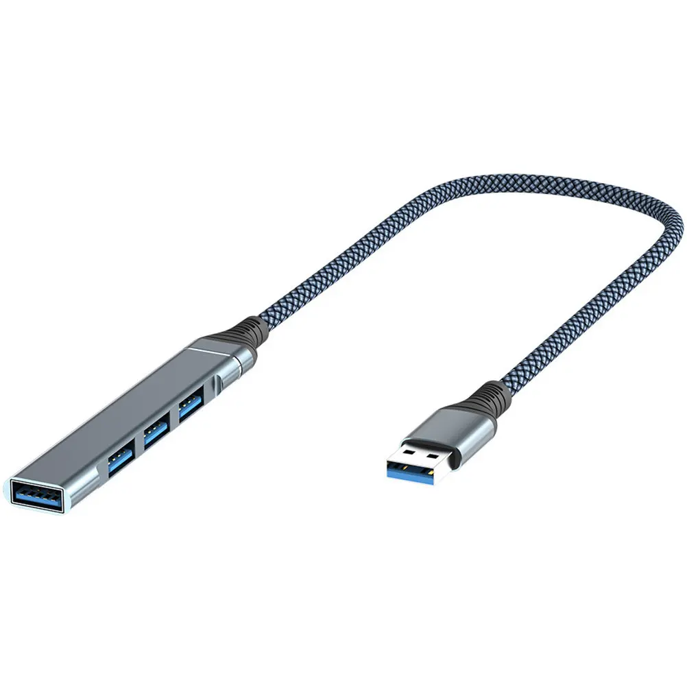 4-Port USB Expansion Dock Aluminum Alloy USB 3.0 Hub Fast Data Transfer for Laptop Pc Keyboard Mouse Webcam Speaker