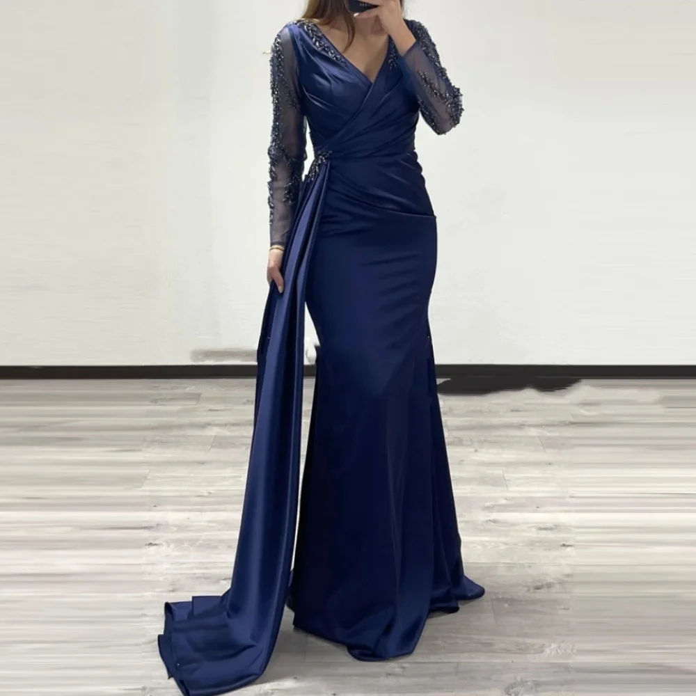 

Muloong V-Neck Sweep Train Women Elegant And Pretty Luxury Prom Dress