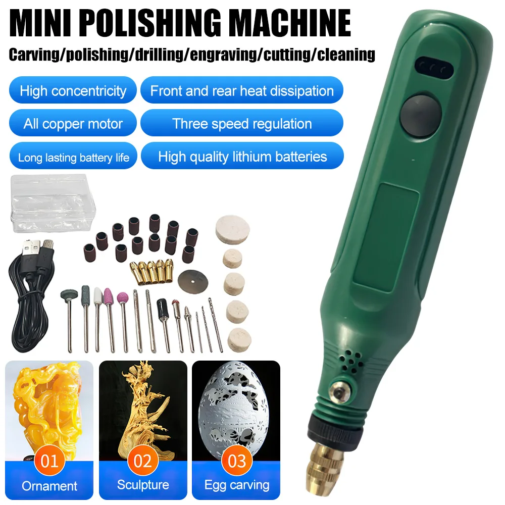 Engraving Pen Cordless Mini Drill Grinder Rechargeable 3.7V Micro Rotary Tool Jade Carving Drill Polish Grinding Electric Tools