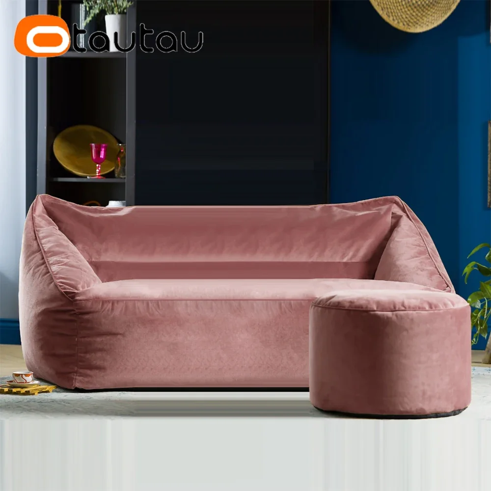 OTAUTAU Soft Velvet 2-seat Bean Bag Cover SF381 【No Filler Inside! You Need To Buy Filler By Yourself !】