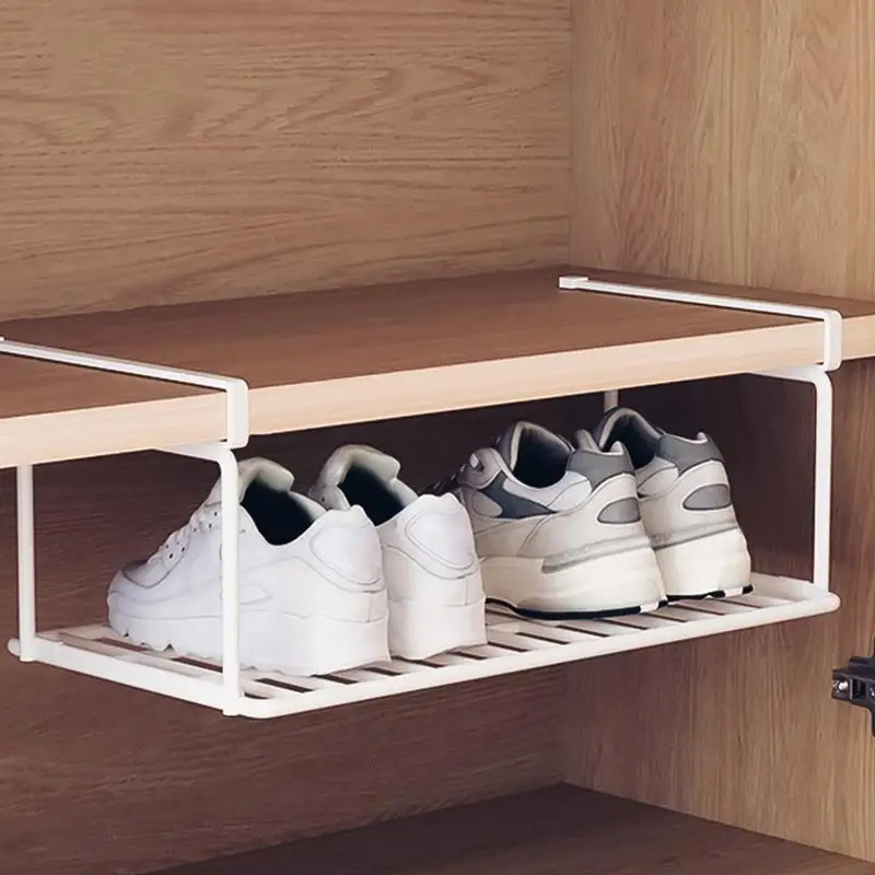 Under Shoe Rack Tray Multi-Purpose Cabinet Shoes Shelves Folding Shoe Storage Shelf For Entryway Bottom Grid Design Storage Rack