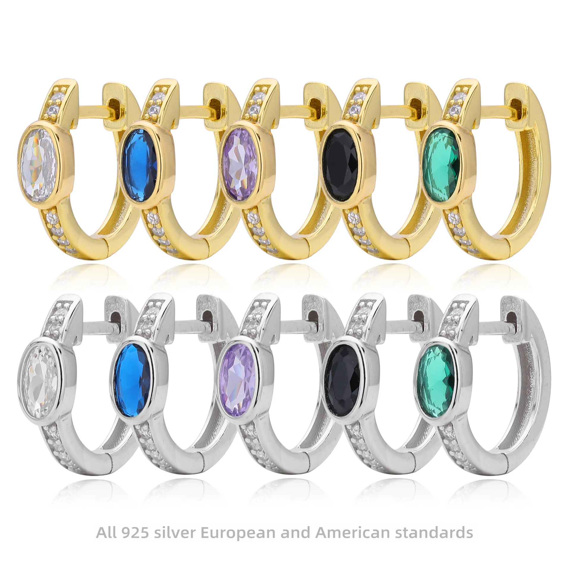 Withered  Jewelry Earrings Women's Earrings Ear Cuffs S925 Sterling Silver Earrings With Zirconium Geometric Ear Clasp