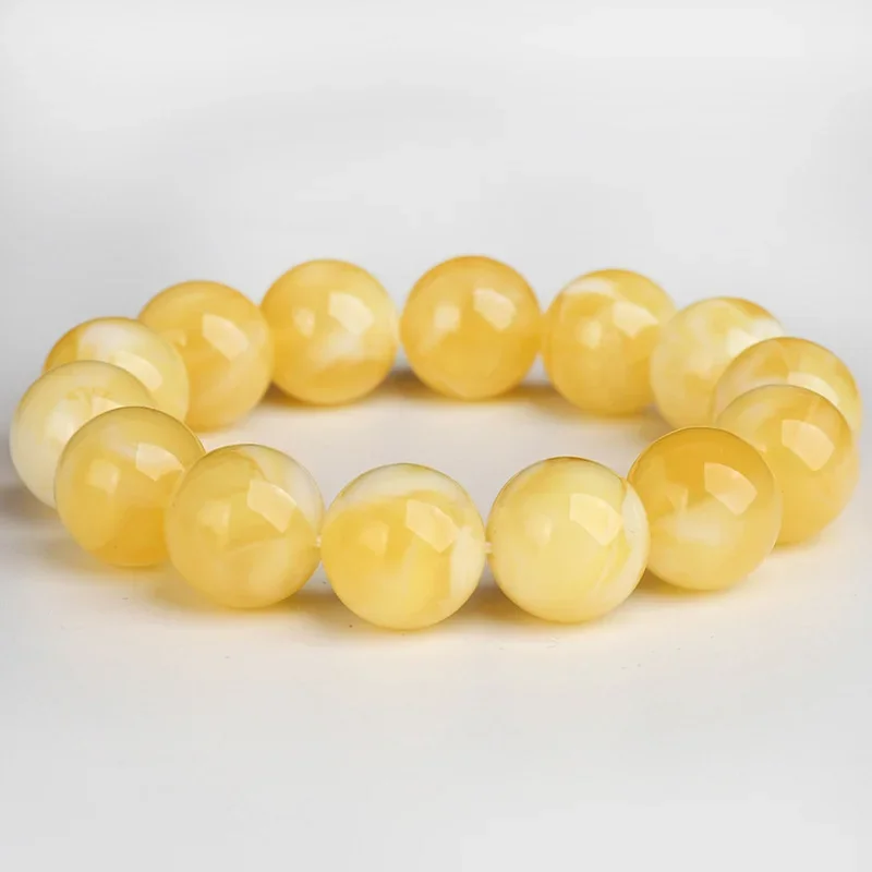 Russian Beeswax Bracelet Mineral Amber White Honey Demon Flower Bracelet Male and Female Lovers Couple Bracelets Beads