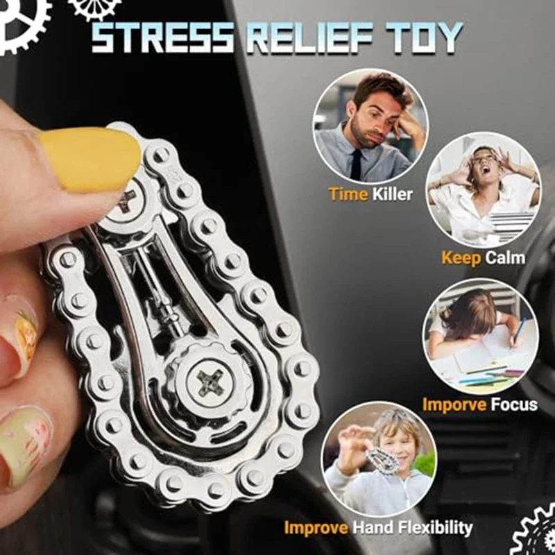 Stress Relief EDC Mechanical Fidget Spinner Punk Style Design Metal Hand Spinner Chain ADHD Fidget Toys Portable Pocket Toys Kid