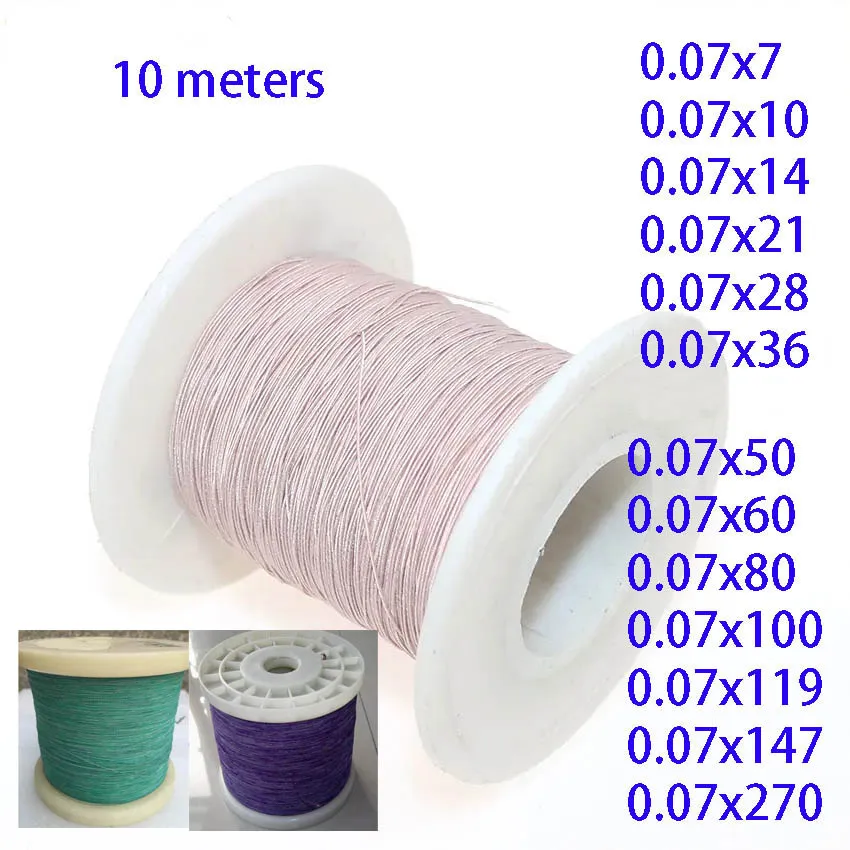 

0.07x7 10 14 21 28 36 50 60 80 100 119 147 270 strands wire 10 meter Mine antenna Litz wire polyester silk envelope braided