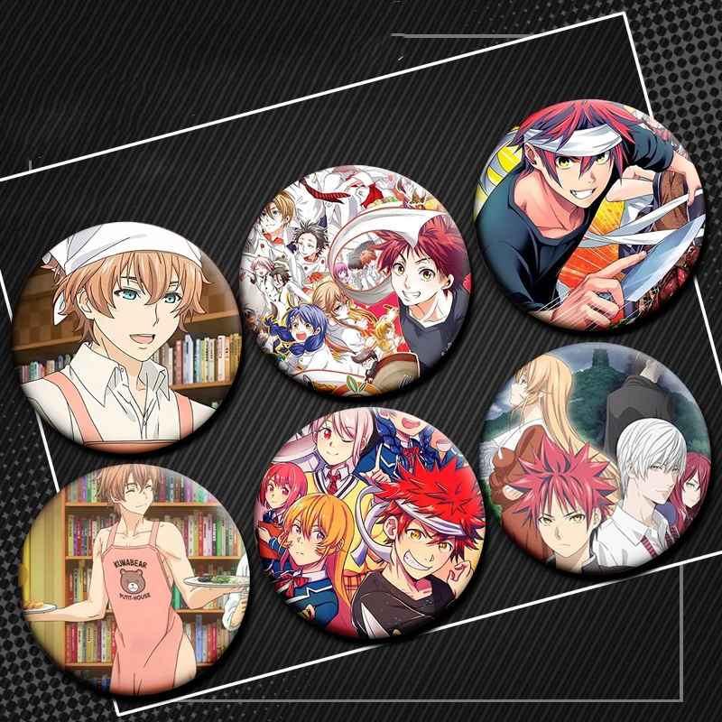 

32/44/50/58mm Anime Food Wars! Soft Button Pin Shokugeki No Soma Cartoon Brooches Round Badge for Bag Clothing Accessories Gifts