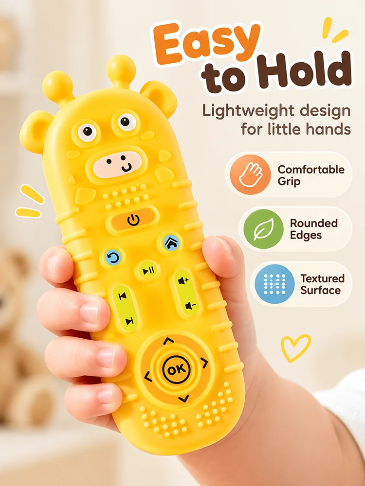 Montessori Simulation Remote Control Teether Silicone Baby Fun Playtime Early Childhood Sensory Education Chews Toddlers Kid Toy