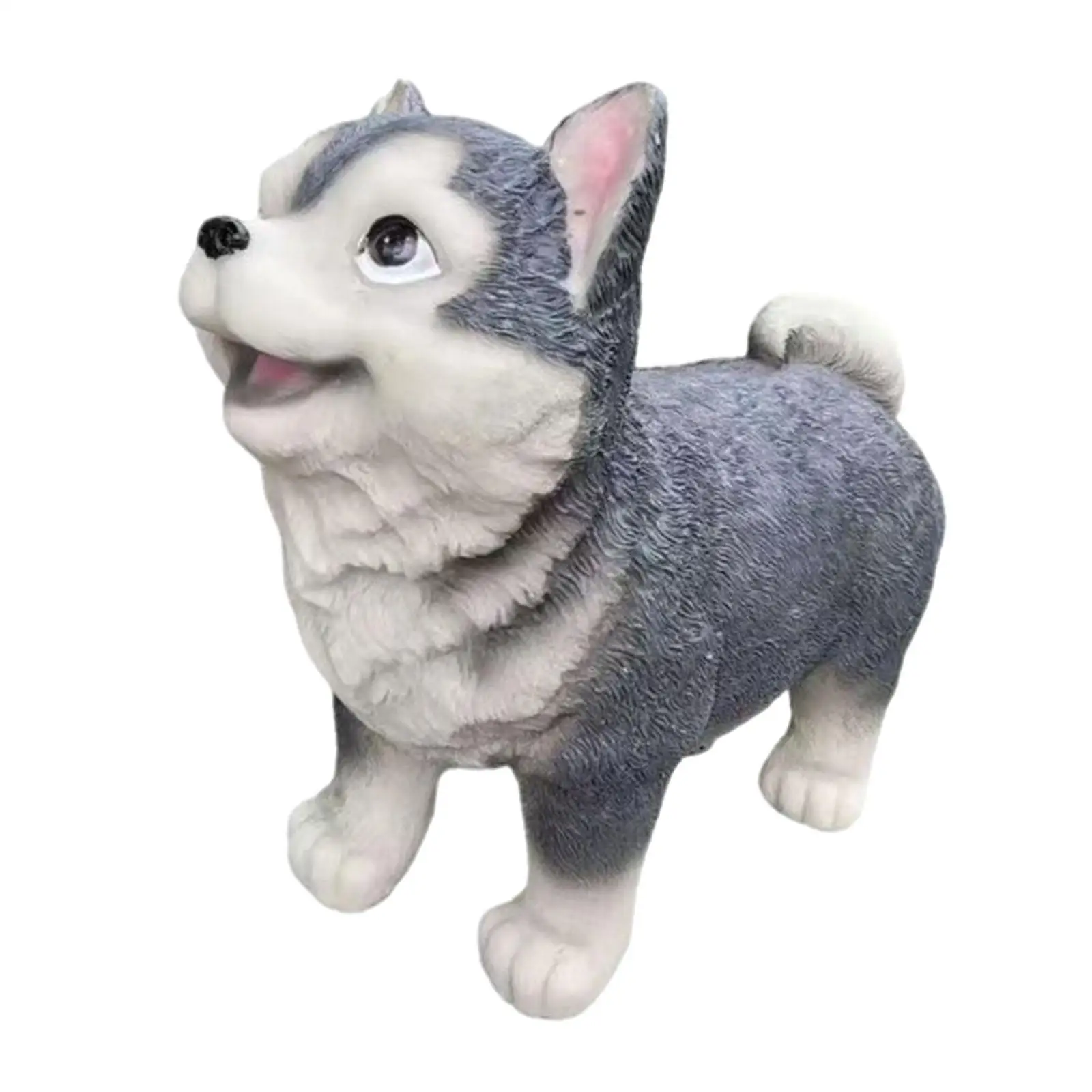 Siberian Husky Puppy Howling Ornament Cute Dog Statue Funny Collectible Small Decorative Dog Sculpture for Office Garden