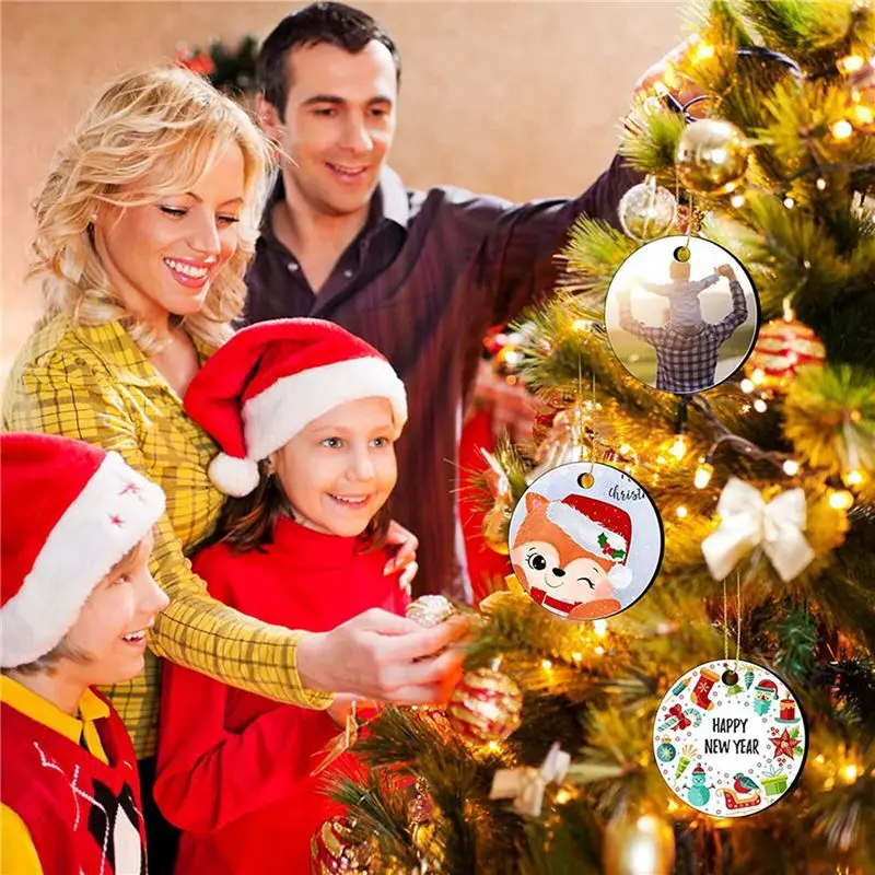 B84B Sublimation Ornament Blanks 140Pcs, Round Blank for Christmas Tree, DIY Handmade Density Board 7cm