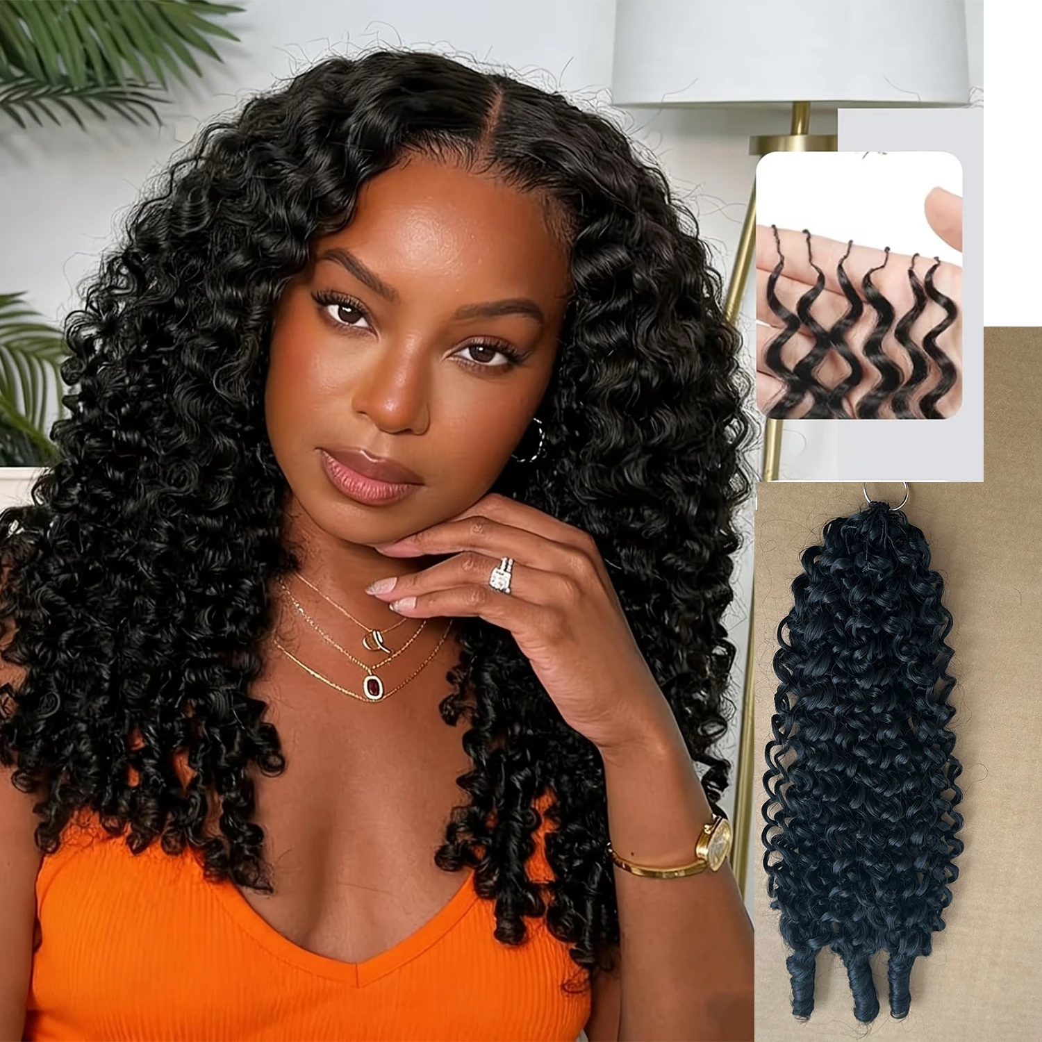 

Burmese Curly Crochet Syhthetic Hair Knotless Invisible Pre-Separated Curly Deep Wave Synthetic Feather Crochet Hair Extensions