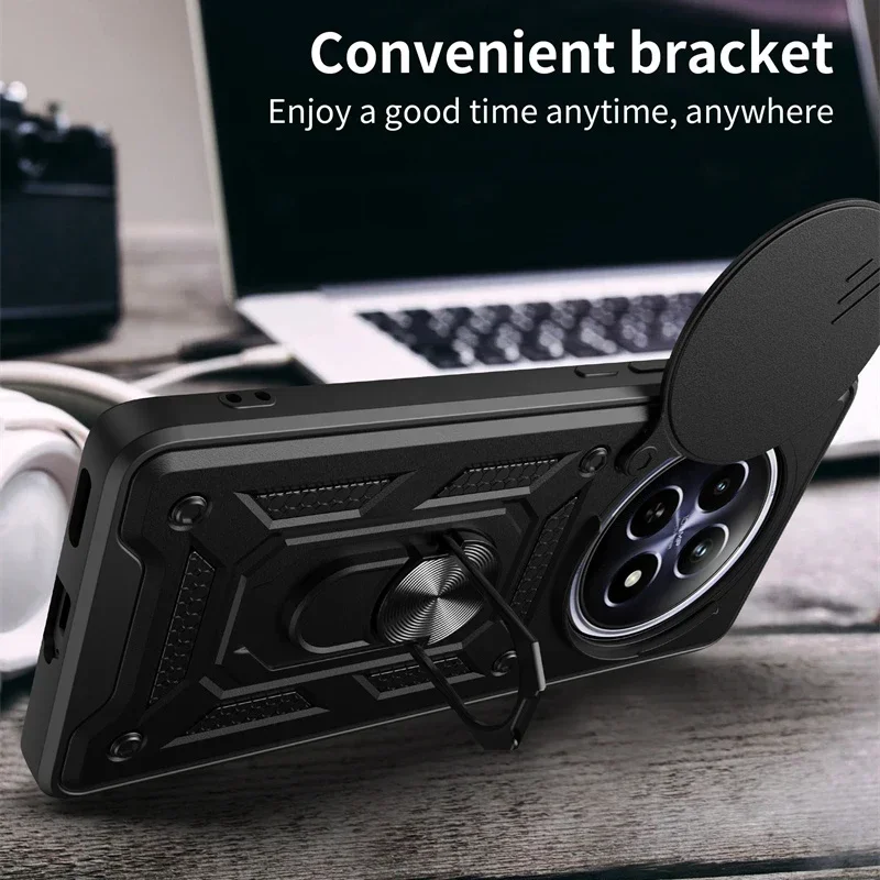 Funda de teléfono de silicona Armor para Realme 14, 12x13, Pro Plus, 5G, 4G, protección completa de lentes con anillo, funda con soporte magnético