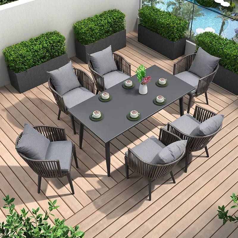 leaf outdoor leisure table and chair set Nordic garden courtyard villa dining rattan