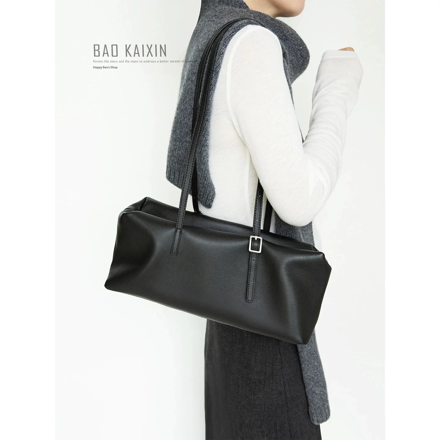 Women Toast‑style Tote Bag, Top‑Grain Cow Leather, Minimalist Design, Large Capacity Commuter Bag, Practical Single‑shoulder Und