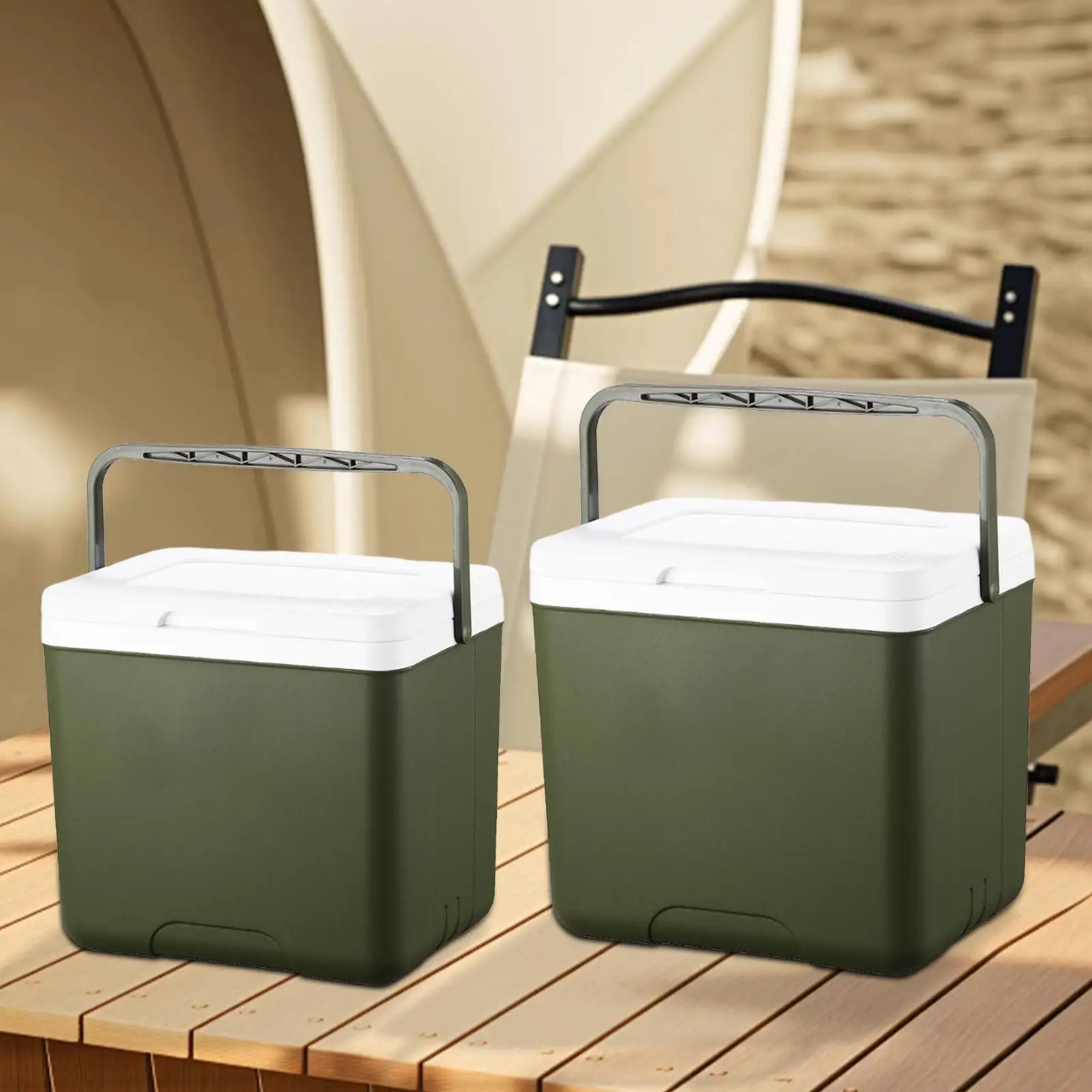 Insulated Cooler Box Container with Handle Ice Retention Cooler Ice Chest Small Hard for Home Boat Indoor Camping Barbecue