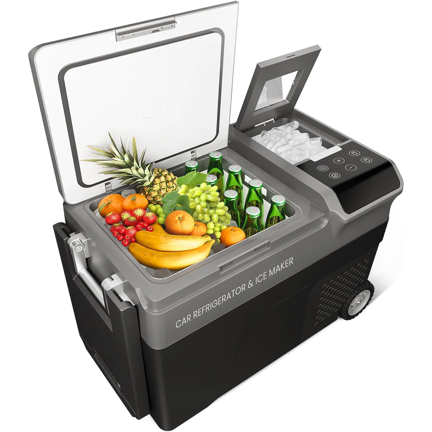 Kühlschrank mit Eismaschine, Autokühlschrank, 40 Quart, tragbarer Gefrierschrank, Kompressorkühler, 12 V DC, 110–240 V AC, für Reisen, Camping, 4–4 ℉ -68 ℉