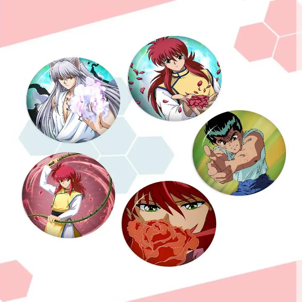 Anime Y-YuYu Hakusho Badges Peripheral Lapel Pins Tinplate Round Brooch For Shoulder Bag Accessories Souvenir Gifts