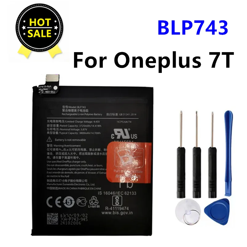 BLP743 Original Battery 3800mAh BLP743 For Oneplus 7T One Plus 7T High Capacity  Battery  For OnePlus Phone Batteries + Tool