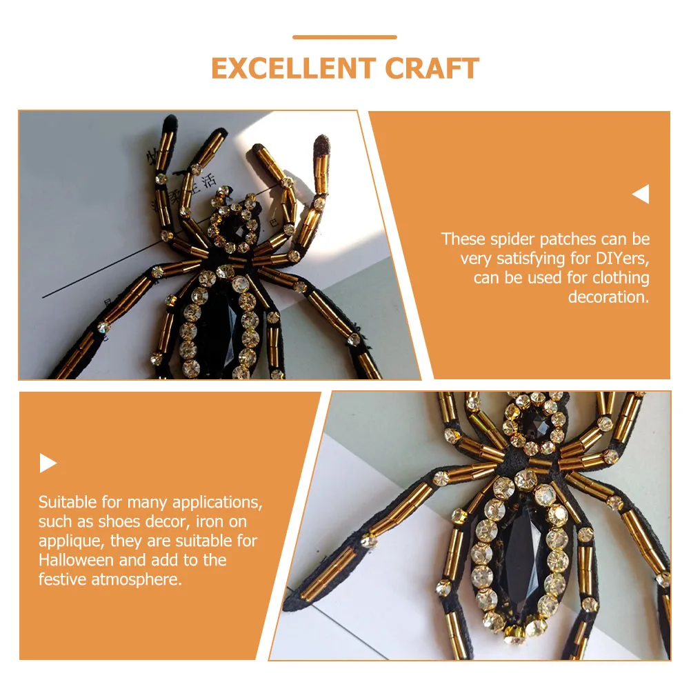 

2Pcs 3D Spider Decoration Black Appliques Embroidered Patches Iron On Reusable for Clothing Shoes Accessories Halloween Goth