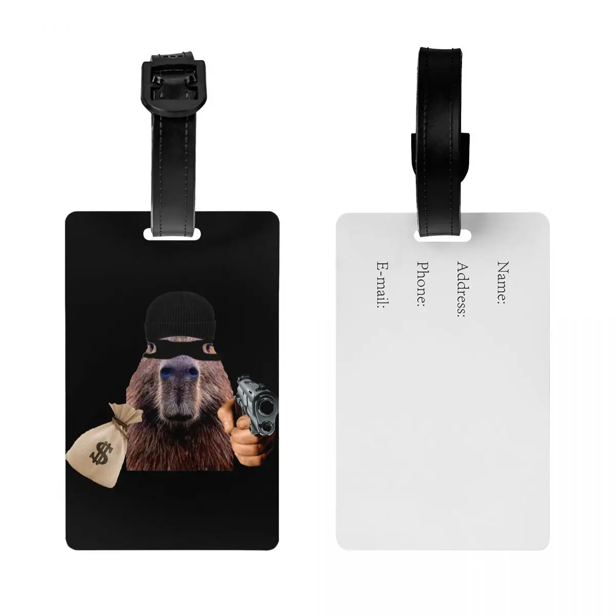 Custom Capybara Robber Luggage Tag for Travel Suitcase Privacy Cover Name ID Card