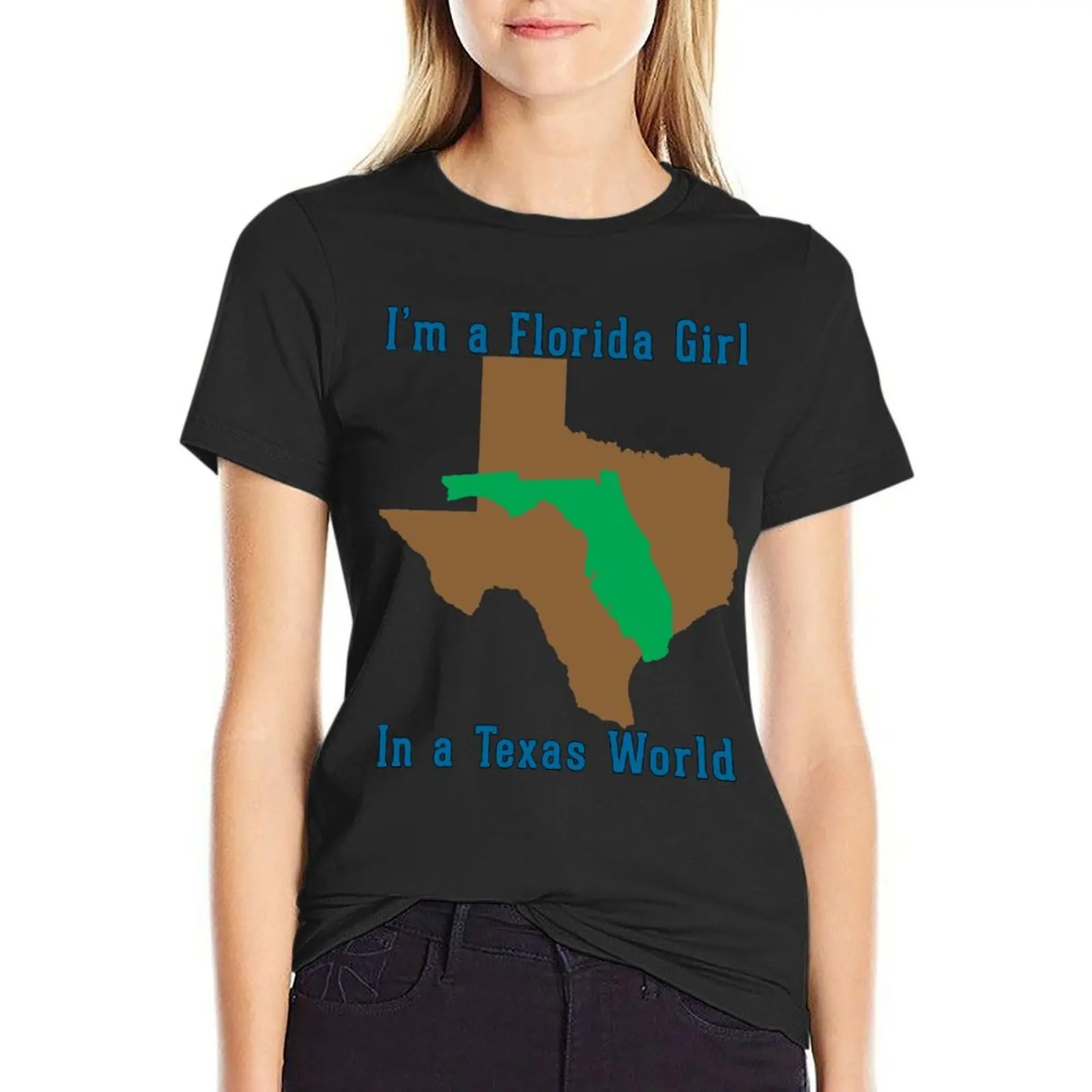 Florida Girl In A Texas World T-Shirt Aesthetic clothing plus size tops cute tops oversized t shirts for Women