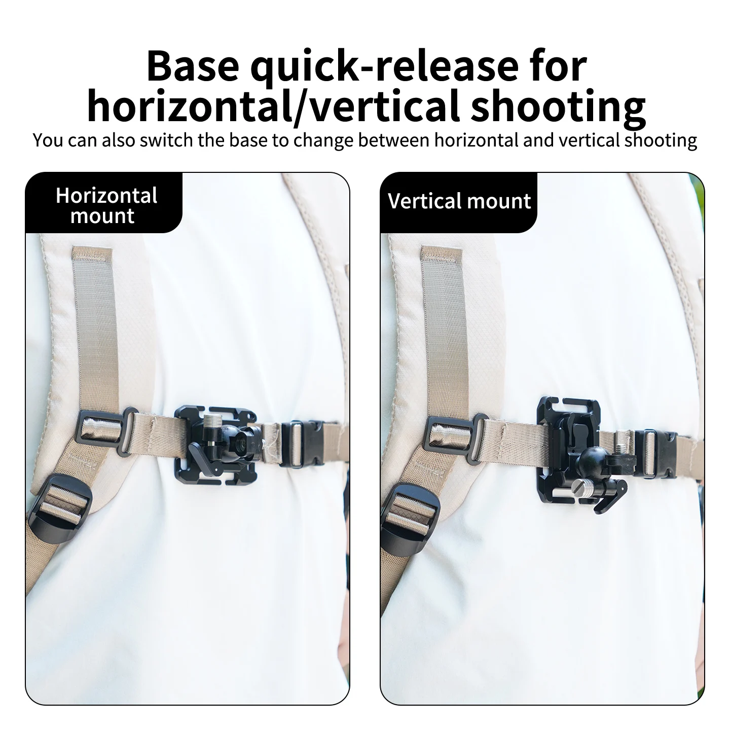 Taktische Weste MOLLE Kamerahalterung für Outdoor POV Aluminium-Basis 360° Kugelkopf Stativadapter für GoPro 13 DJI OSMO Pocket 4 – Detail 3