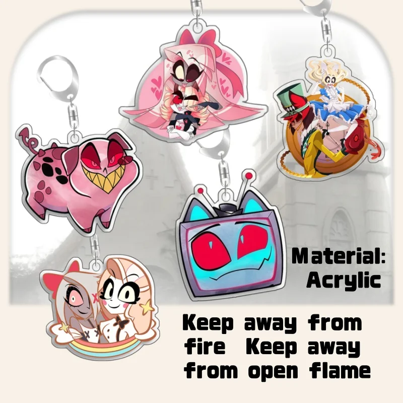 Keychain for Hazbin Hotel Millie Velvette Angel Dust Sir Pentious Acrylic Backpack Pendant Decoration Collection Fans Gift