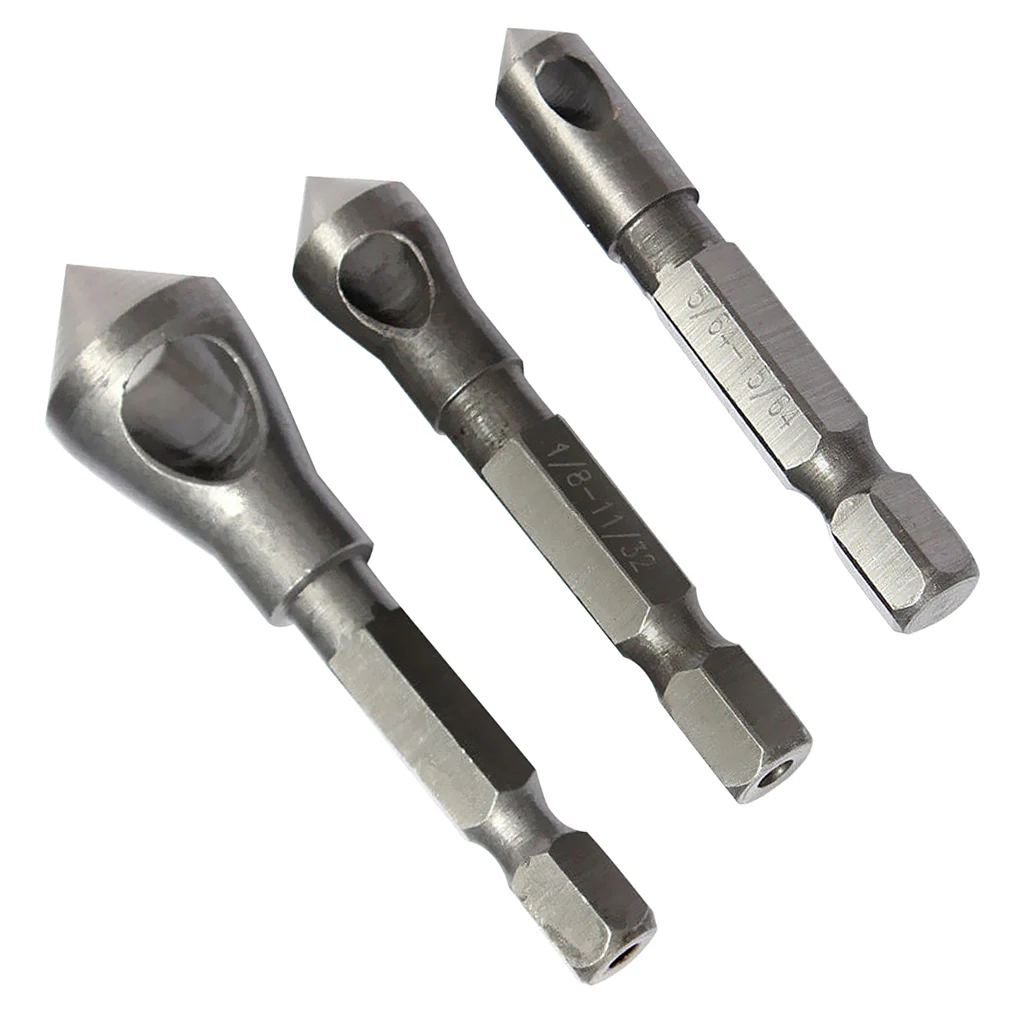 Hex Shank Steel Countersink Deburring Chamfer Cutter Set for Wood and Metal Crafting