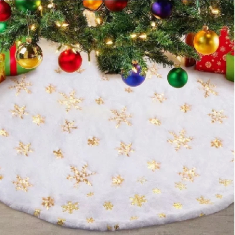 Christmas Tree Skirt Beaded Snowflake Sparkle Tree Skirt 78cm/90cm Plush Tree Skirt Christmas White Decoration