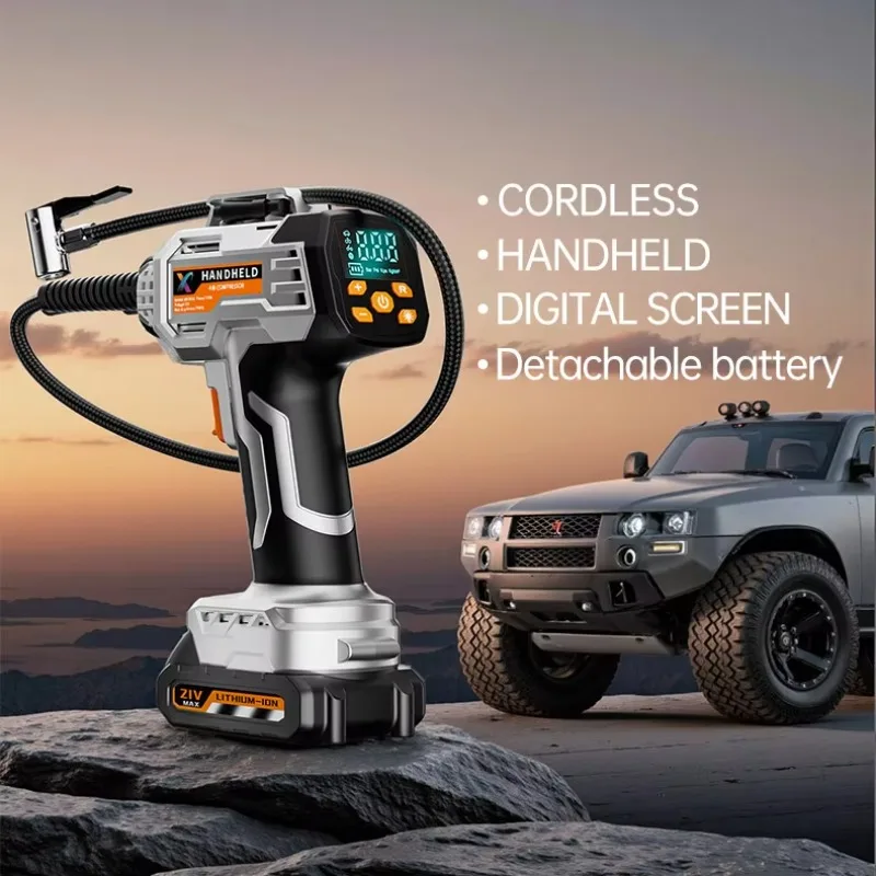 Portable Fast Inflation ABS Car Tire Inflator with Tire Pressure Digital Pressure Gauge & Emergency Light