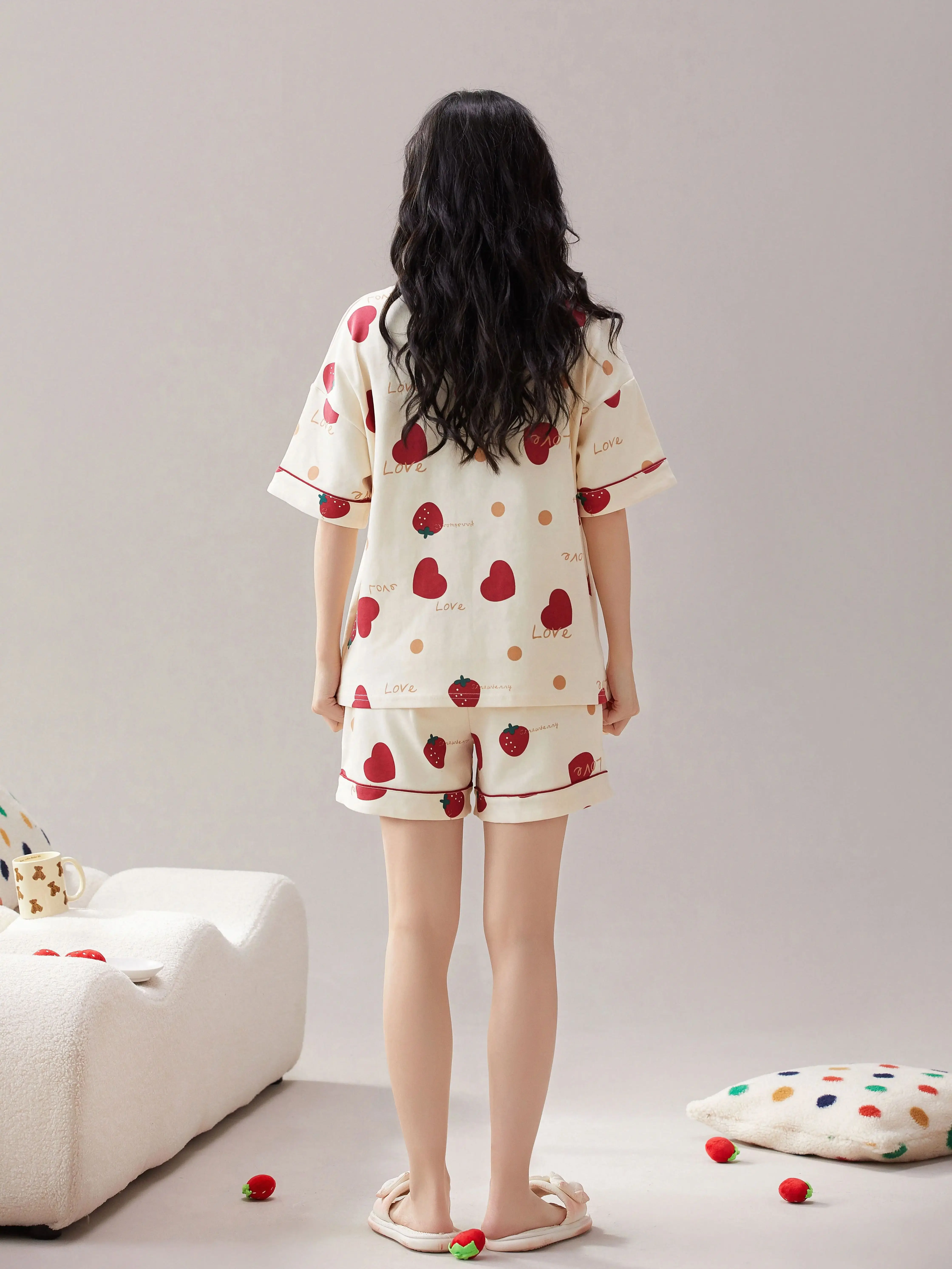 Pajamas Sleepwear Female 100 Cotton Gauze Sleepwear Summer 3 and Shorts Pajama Printing Pyjama Femme Nightwear Pj Sets