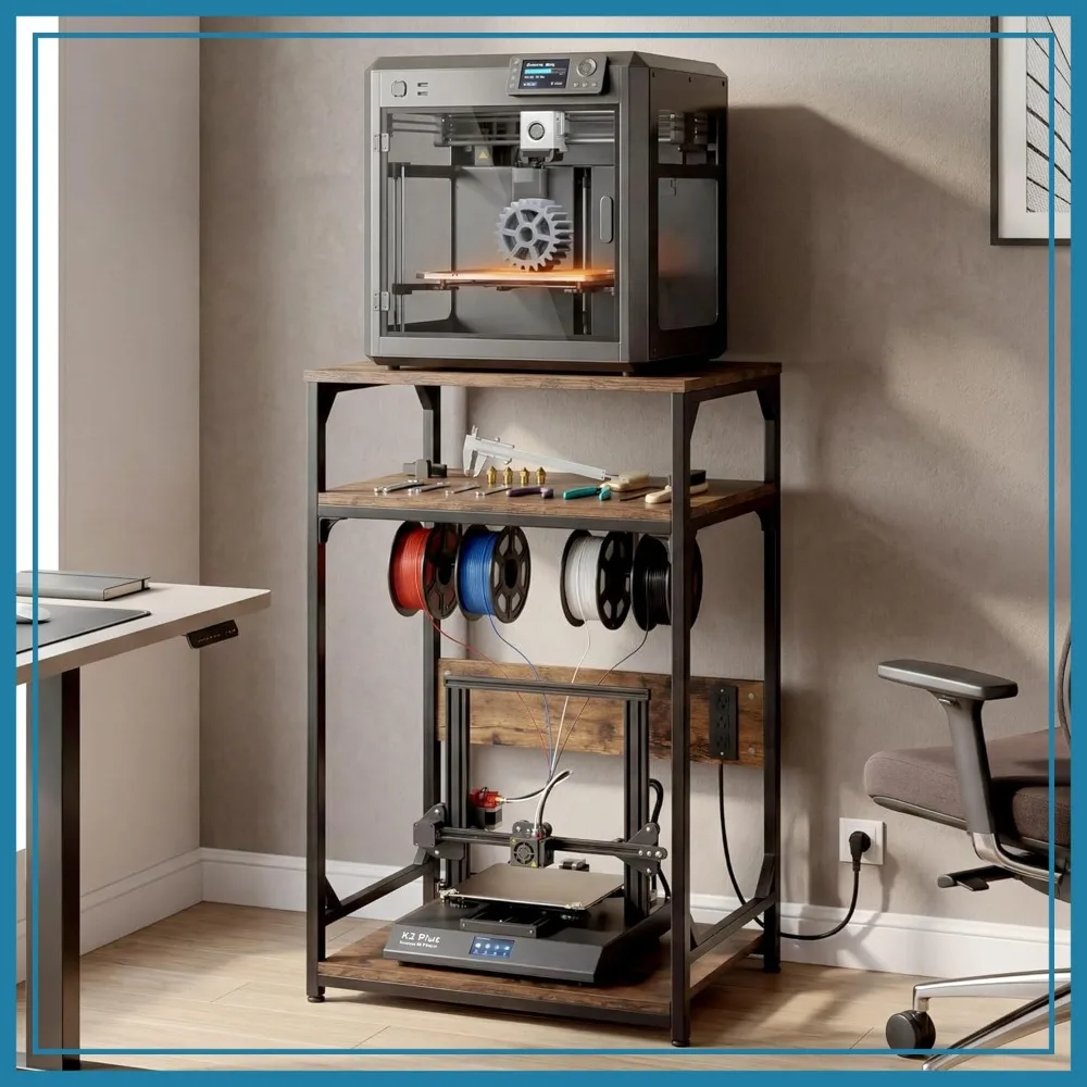 

Heavy Duty 3D Printer Stand with Power Outlet, Industrial-Strength Storage Rack for Stable & Organized Workstation