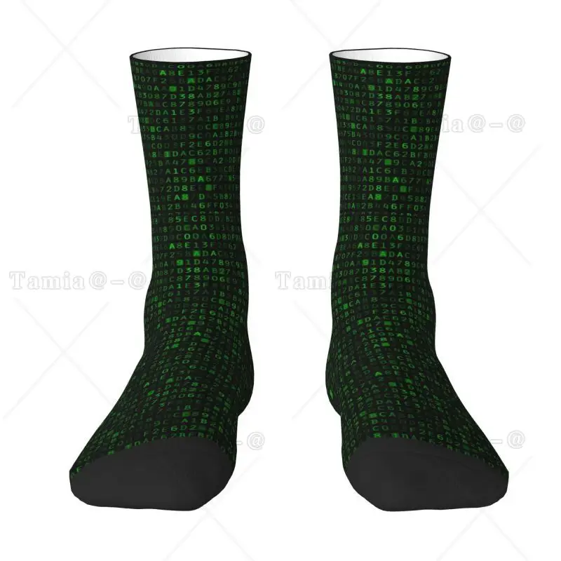 Kawaii Computer Science Matrix Code Socks Women Men Warm 3D Printing Sci Fi Hacker Programmer Coder Sports Basketball Socks