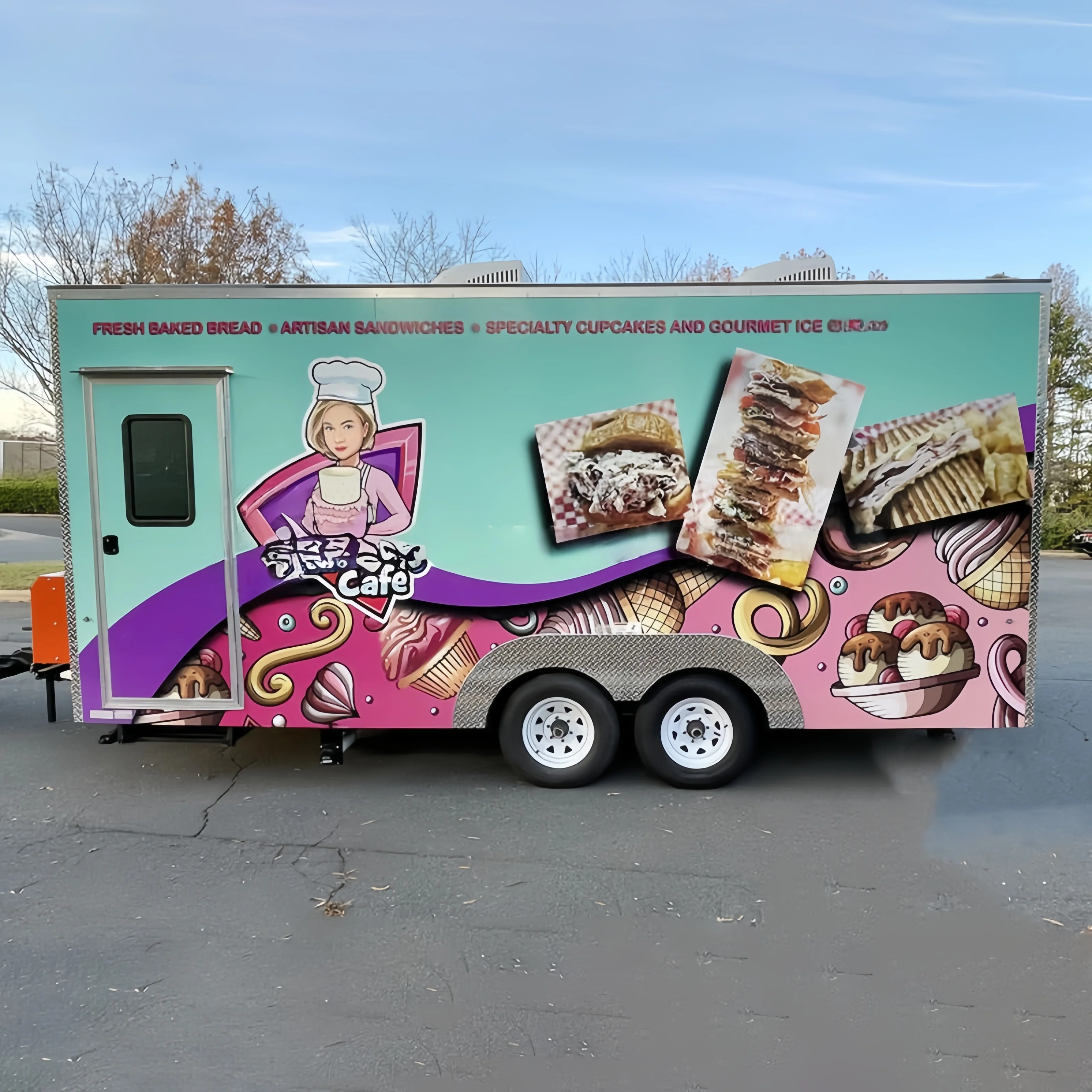 

Portable Outdoor Kitchen Food Truck Trailer Cart Mobile Snack Bar Ice Cream Truck Tent Caravan - Ideal for Camping And Catering