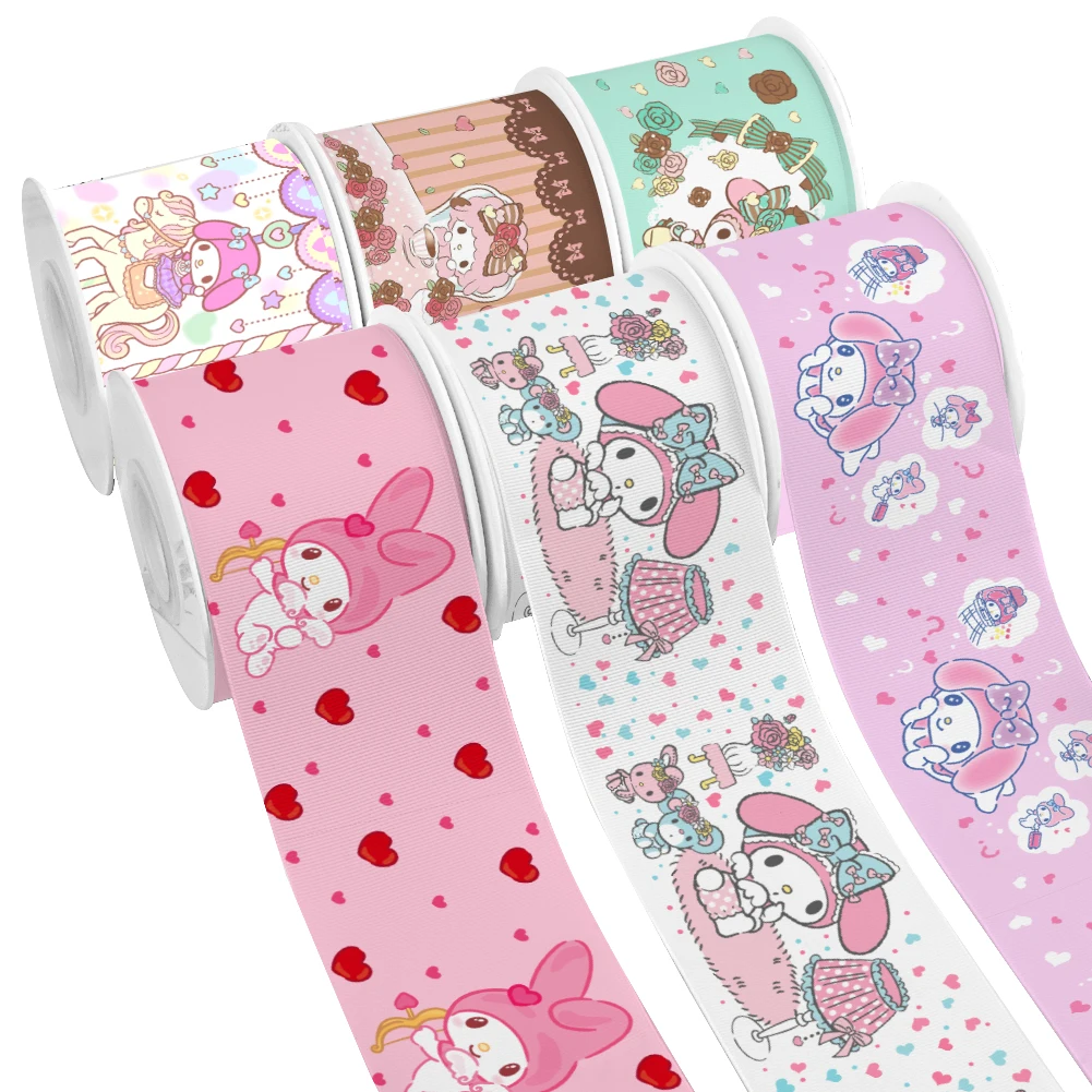 Japan Sanrio Cartoon My Melody Pattern Printed Grosgrain Satin Ribbon for Gift Wrapping Hair Bow Craft Accessory 50 Yards