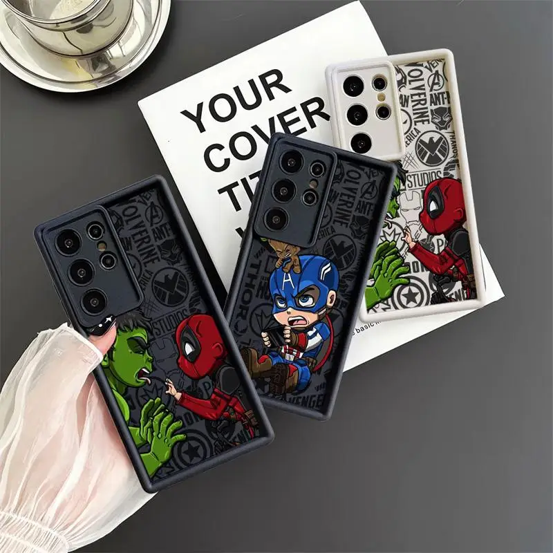 Marvel Sipider Man The HULK Case For Samsung S23 S24 S22 Ultra S20 FE S21 Plus Angel Eye Ladder Shockproof Silicone Phone Cover