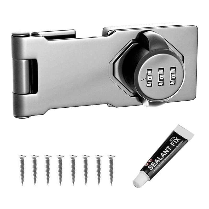 1 PCS Cabinet Door Combination Lock Door Lock Clasp Door Cabinet Privacy Lock (Silver)