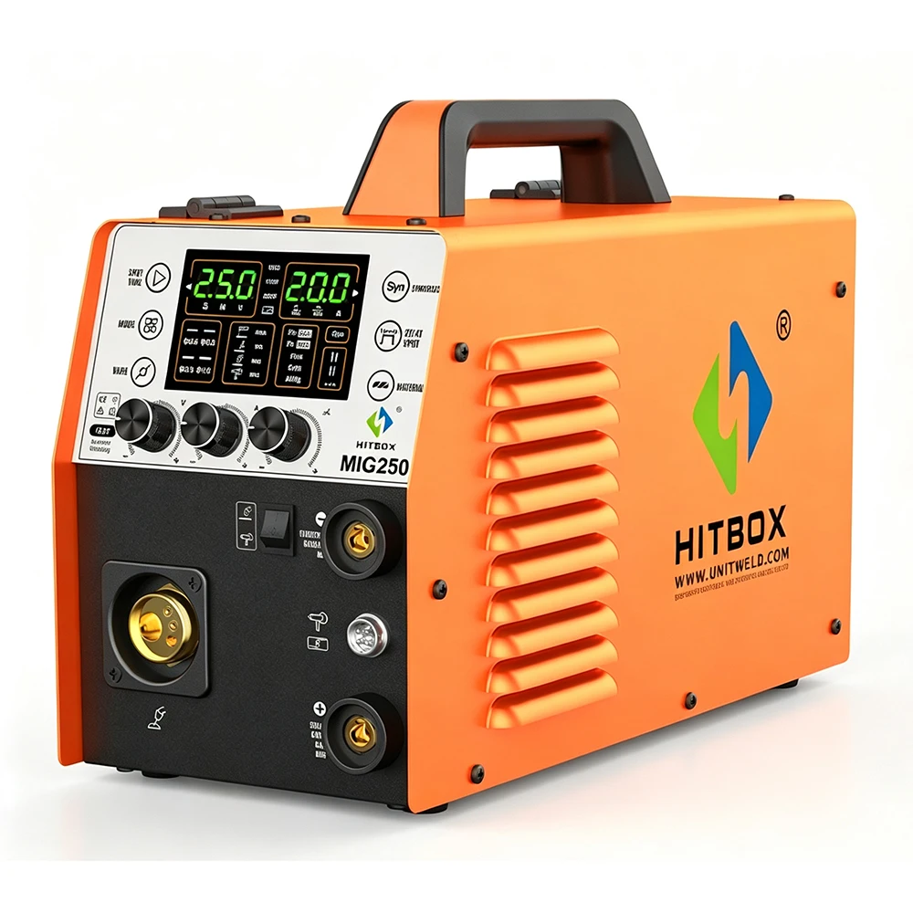 HITBOX 250A 6 in 1  Aluminum Welding Machine ARC MMA/MIG Gas Gasless/Lift TIG 2T 4T IGBT Inverter Semi-Automatic MIG Welder