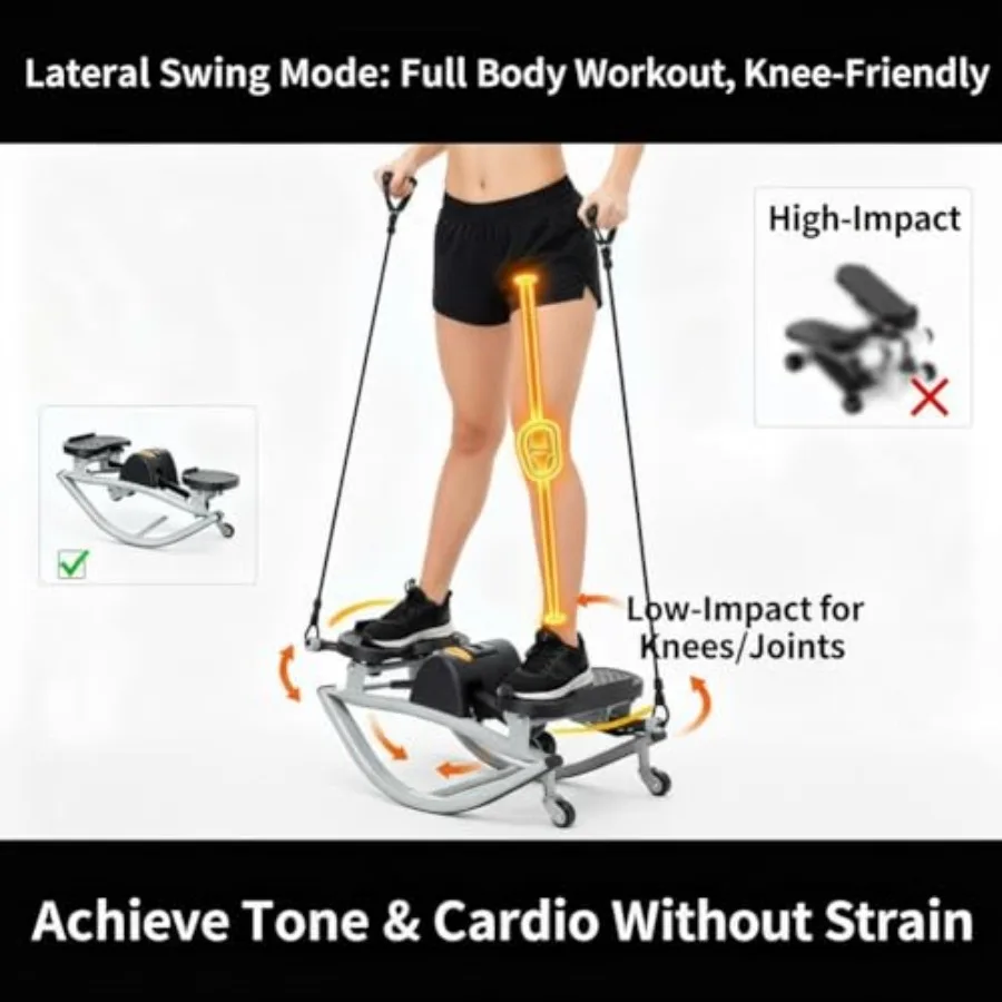 جهاز تمرين منزلي هزاز جانبي للياقة البدنية، جهاز هزاز محمول مدمج من الجانب إلى جنب مع شاشة LCD وشريط مقاومة