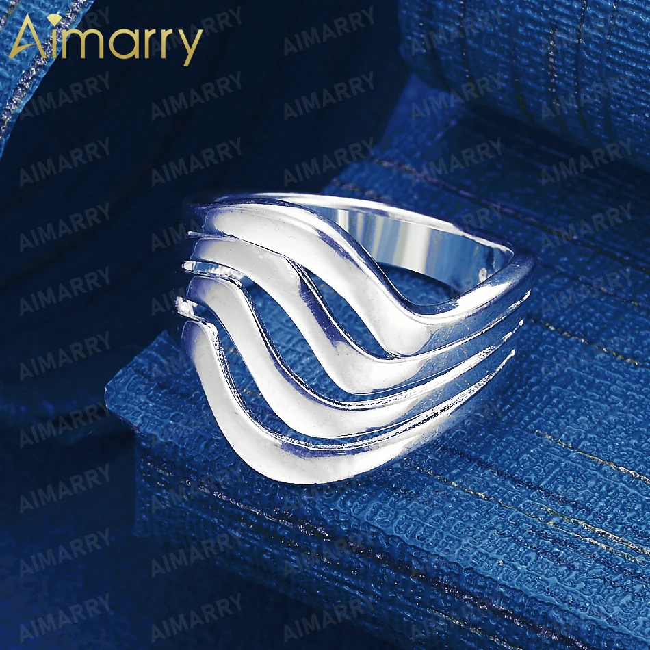 925 Sterling Silver 6-10# Simple Multi-layer Wavy Smooth Ring for Women's Parties and Banquets High-quality Fashion Jewelry