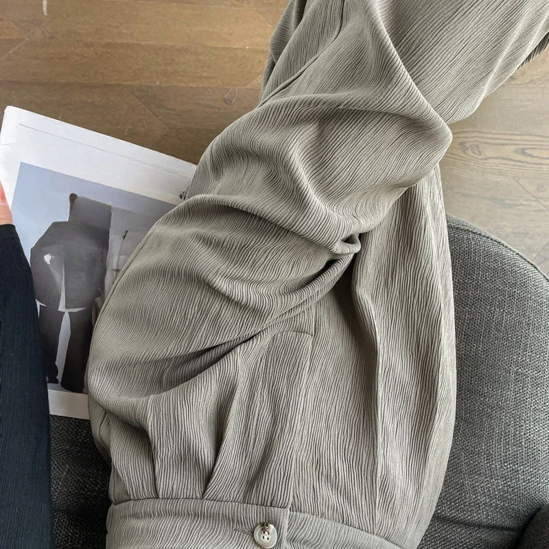 2025 Nieuwe Lente Zomer Vintage Wijde Pijpen Broek voor Vrouwen Effen Hoge Taille Koreaanse Casual Losse Volledige Lengte Broek Vrouwelijke