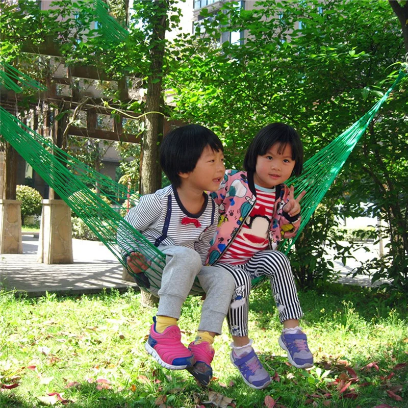 PB-1Set 厚いメッシュキャンプハンモックナイロンロープシングルハンモックメッシュハンモックアウトドア用品