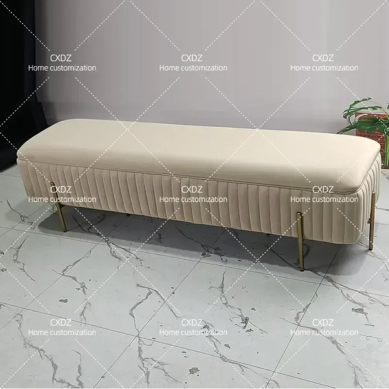 Light Luxury Bedside Stool Sofa Footstool Entryway Shoe Change Bench Middle Island Seat Modern Home Furniture Decor