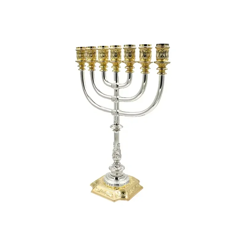 Romantic handmade two-tone seven-branch zinc alloy candlesticks for vintage weddings and luxury event decorations
