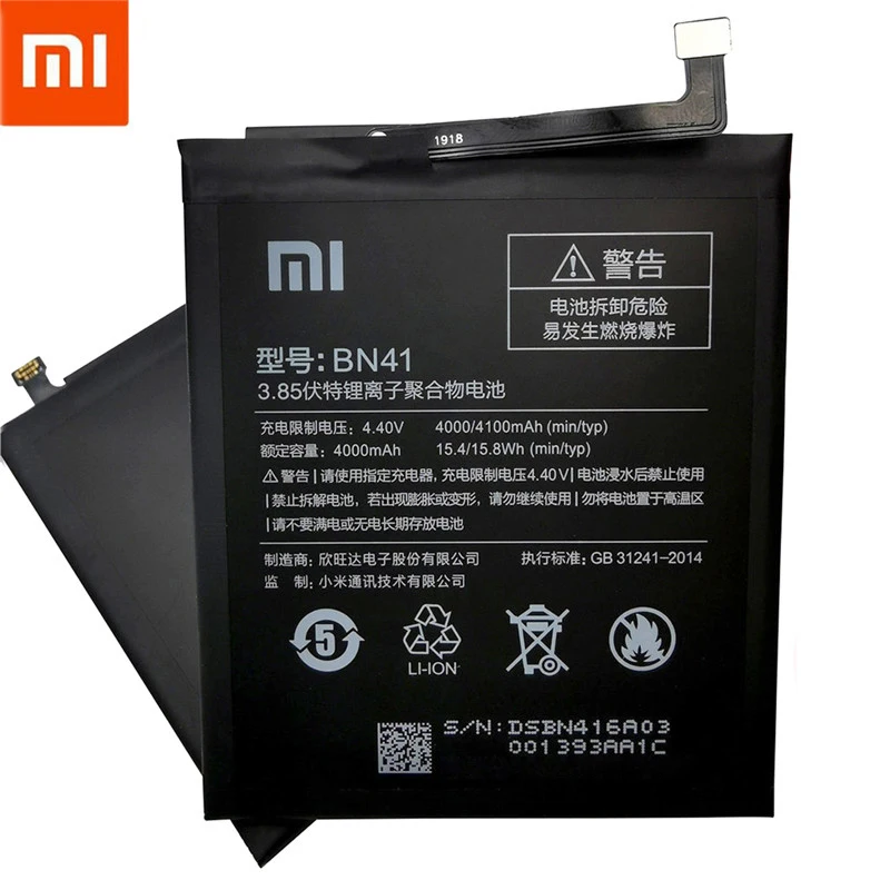 2024 New 100% For Xiao Mi BN41 Battery For Xiaomi Redmi Note 4 / X4 4000mAh Original Mobile Phone Batteries+Fast Shipping