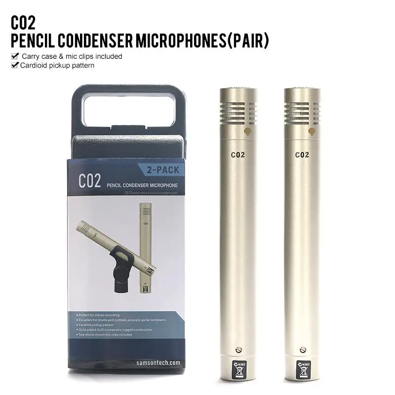 New C02 C-02 O2 One Pair Condenser Small-Diaphragm Suspension Pencil Shockproof Clip Microphone Piano Mic Type