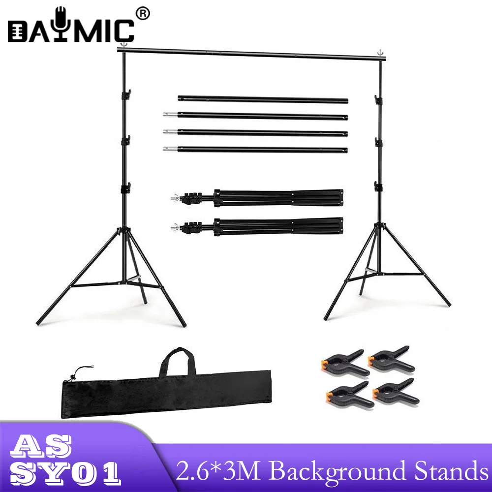 2.6*3M Adjustable Backdrop Stand Photography Background Support Stands Photo Video Studio Background Frame