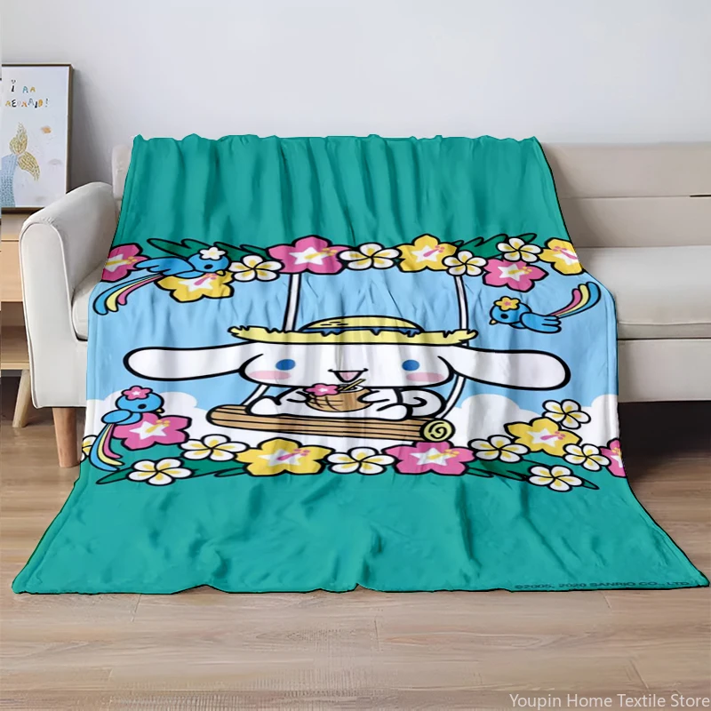 Sanrio Anime Cinnamoroll Flannel Fluffy Fleece Blanket for Home Bedroom Bed Sofa Office Children's Cover Blanket Kids Cute Gifts