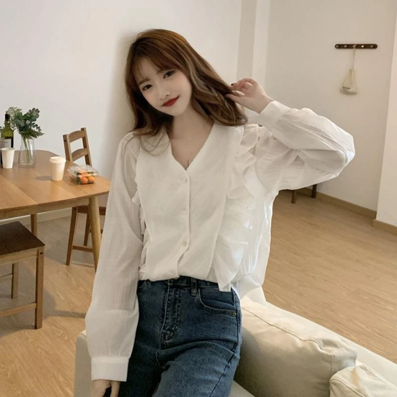 Chemise et chemisier à col en V pour femmes, vente de vêtements populaires coréens, Cool, fin, élégant, tunique de luxe de styliste, hauts féminins solides, 2025